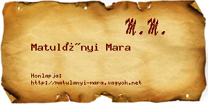 Matulányi Mara névjegykártya